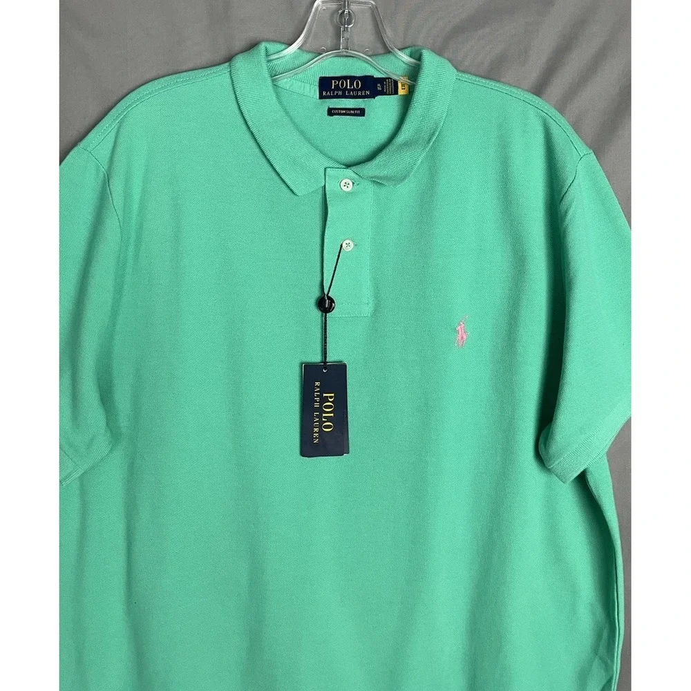 Polo Ralph Lauren Mens XL Custom Slim Fit Polo Shirt Mint Green 100% Cotton NWT